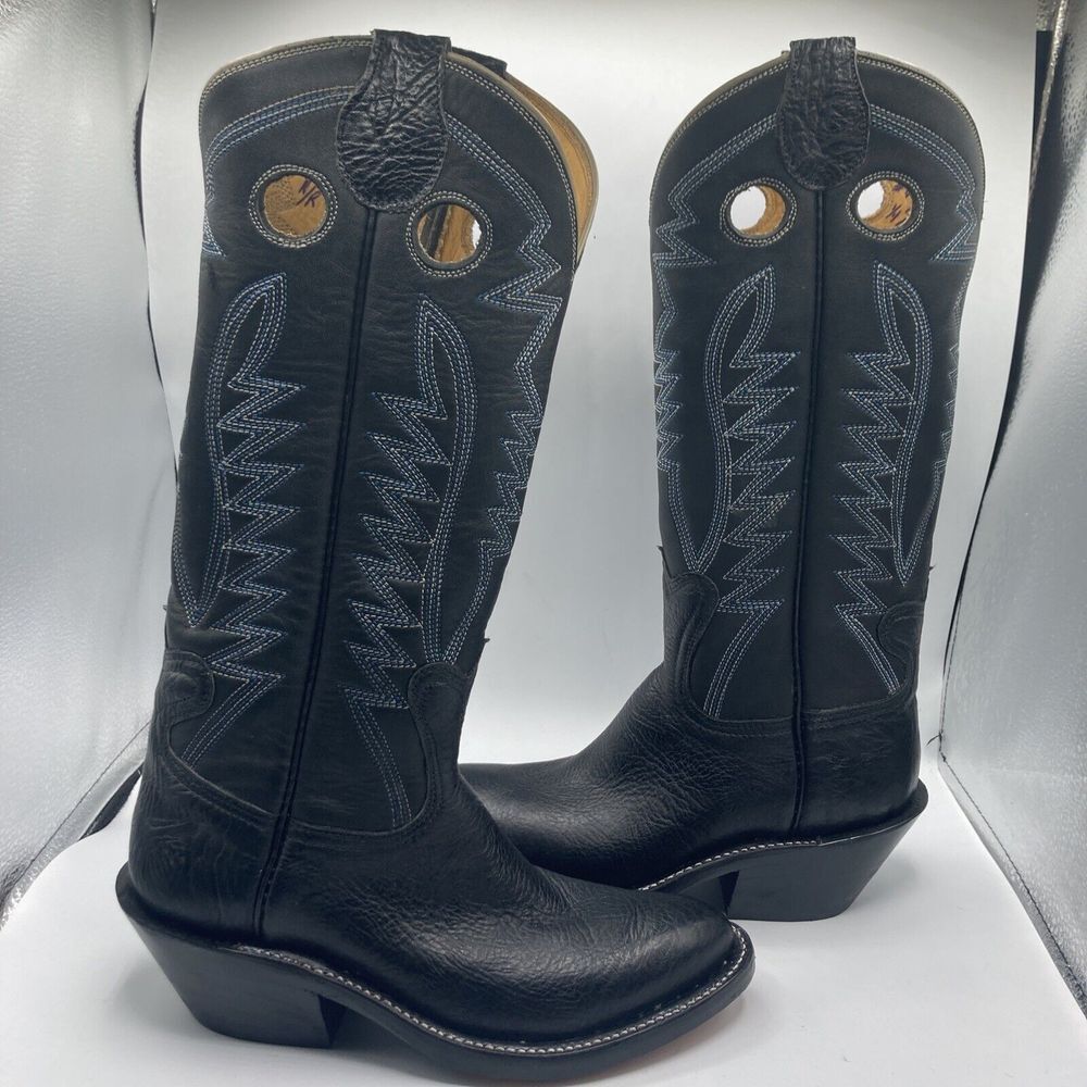 Bowman's Wilson Montana‎ Sz 5.5 Approx Black Custom Leather Cowboy Western Boots